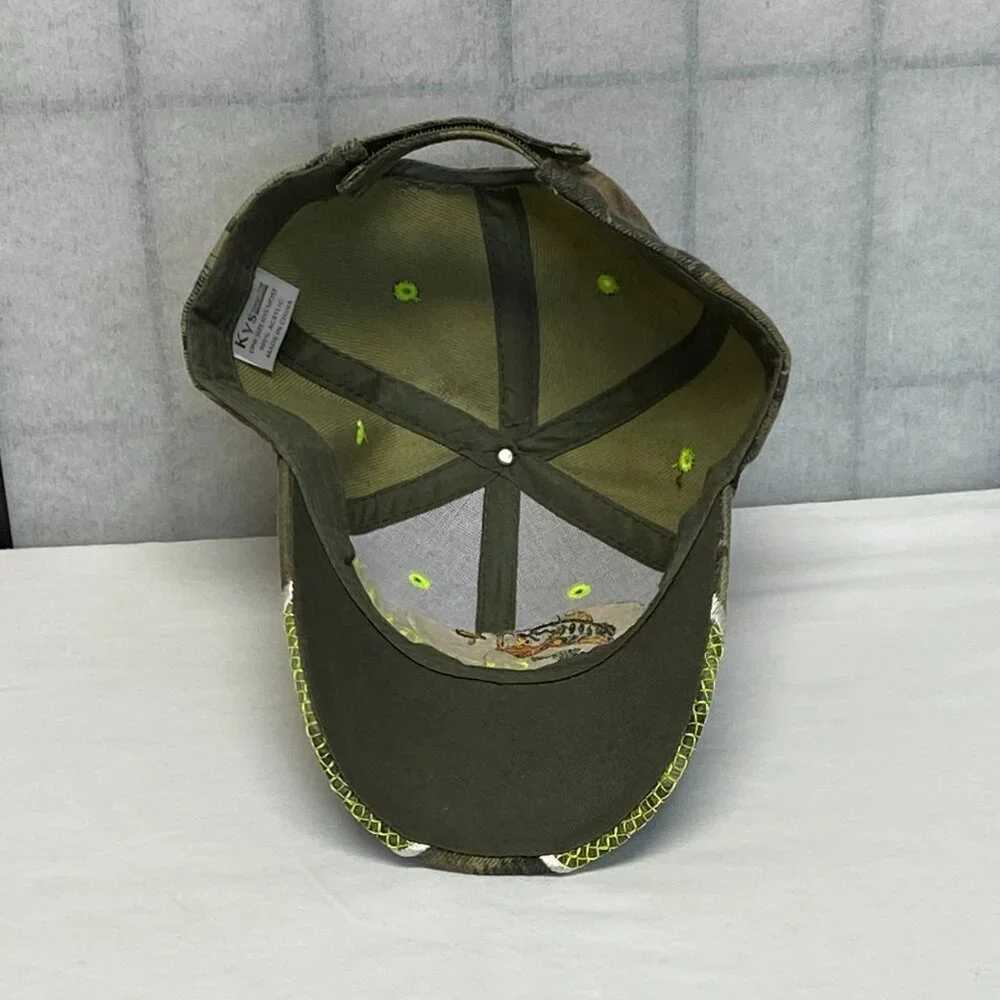 KYS Design Get Reel Embroider Fishing Cap Camouflage Leaf Pattern Baseball Hat